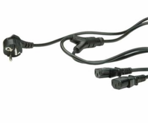 Kabel 220V rozdvojka na 2x PC 220V 3pin(F) 2m