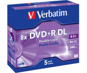 1x5 Verbatim DVD+R Double Layer 8x Speed, Jewel obal 8,5GB