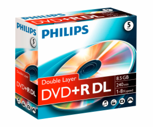 1x5 Philips DVD+R 8,5GB DL 8x JC