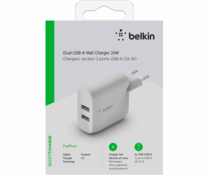 Belkin Dual USB-A nabijecka, 24W bila WCB002vfWH