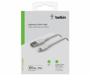 Belkin Lightning nab./sin. kabel 2m, PVC, bily, mfi cer.