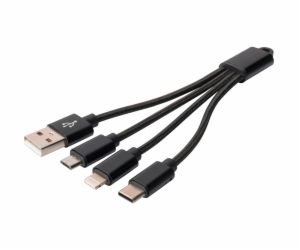 DIGITUS 3-in-1 kabel USB-A + Lightning + Micro USB + USB-C