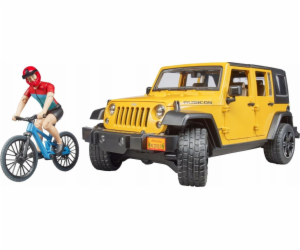 Bruder Jeep Wrangler Rubicon s cyklistou a kolem