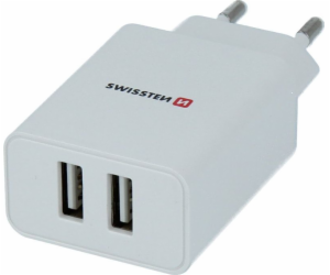 Nabíječka cestovní SWISSTEN 2x USB, IC, 2.1A, bílá