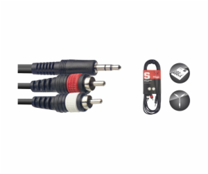 Stagg SYC3/MPS2CM E, kabel mini stereo JACK/2x RCA, 3m