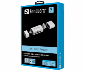 Sandberg čtečka paměťových karet 3v1 konektory USB-C+USB+...