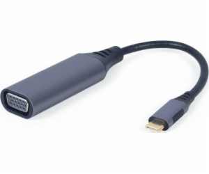 Gembird adaptér USB-C (M)  na VGA (F), 0.15m kábel, šedý