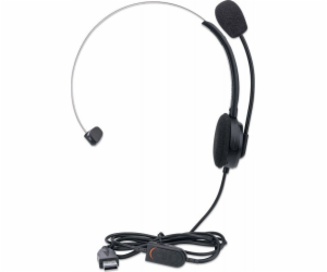 MANHATTAN Sluchátka s mikrofonem Mono USB Headset, černá