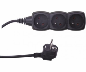 Prodlužovací kabel 1,5m / 3 zásuvky / černý / PVC / 1mm2