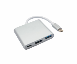 Akyga hub USB type C/USB 3.0/USB type C/HDMI/ABS/20cm