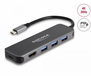 Delock 3 porty USB rozbočovač a výstup 4K HDMI s připojen...