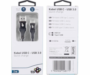 USB TB TB kabel USB 3.0 - USB C kabel 2m PREMIUM 3A černý...