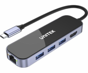 UNITEK HUB USB-C 3.1 RJ-45 3XUSB-A HDMI 4K PD100W