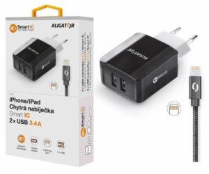 ALIGATOR chytrá síťová nabíječka 3.4 A, 2x USB, smart IC,...