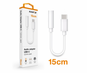 Audio adaptér Aligator USB-C vidl. / 3,5mm Jack, 15cm, bílý