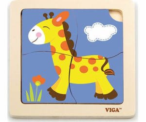 Dřevěné puzzle pro nejmenší Viga 4 ks Žirafa