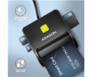 AXAGON CRE-SM3SD, USB-A FlatReader 4-slot čtečka Smart ca...