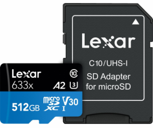 Lexar 633x MicroSDXC karta 512GB Class 10 UHS-I/U3 A2 V30...