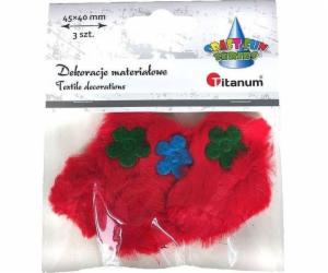 Titanum Heart Material Dekorace 45x40mm červené 3 ks