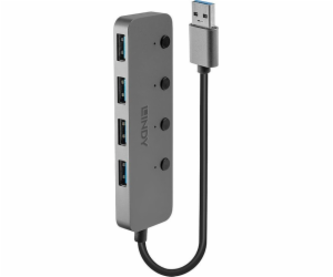 Lindy 4 Port USB 3.0 Hub mit Ein-/Ausschaltern, USB-Hub 4...