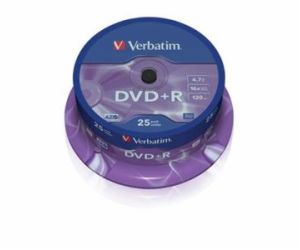 1x25 Verbatim DVD+R 4,7GB 16x Speed, matně stříbrná
