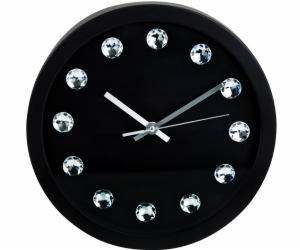 SEGNALE Nástěnné hodiny ručičkové s krystaly 30 cm černá ...
