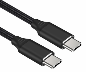 PREMIUMCORD Kabel USB-C M/M, 240W 480Mbps černý bavlněný ...