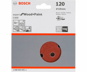 Bosch brusny list C 430 D125MM drevo zrnitost 120 5 ks