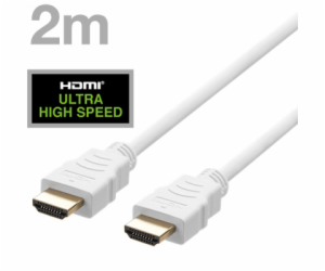 DELTACO Kabel HDMI 2.1 M/M 2m, 8K Ultra High, bílý