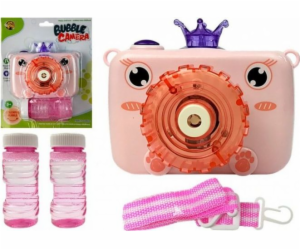 Kamera LEANToys na baterie foukající mýdlové bubliny růžové
