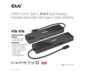 Club 3D dokovací stanice USB-C 3.2 Gen1 6in1 Hub 1x USB-C...