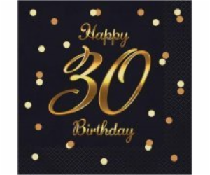 GoDan B&C Happy 30 Birthday ubrousky černé 20 ks