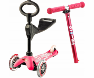 Micro tříkolová koloběžka/jízdní kolo Mini 3v1 Deluxe Pink