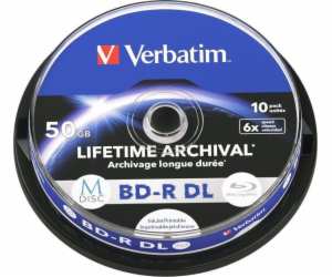 1x10 Verbatim M-Disc BD-R BluRay 50GB 6x Speed Cakebox pr...