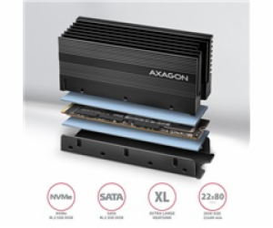 AXAGON CLR-M2XL, hliníkový pasivní chladič pro jedno i ob...