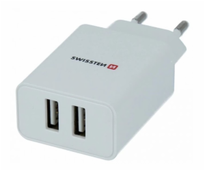 Swissten síťový adaptér smart ic 2x usb 2,1a power bílý (...