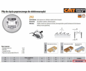 CMT 292.160.56H pila HM 160x20x2.2/1.6 Z=56