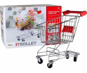 Nákupní košík LeanToys Kovový košík pro děti Stříbrné vel...