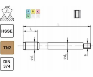 Fanar TAPPING DIE M12x1 DIN-374B (6H) HSSE TIN 800X