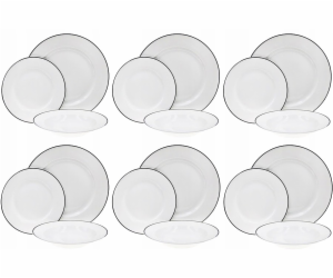 Jídelní sada talířů 18 ks porcelán s černou linkou HT-270...