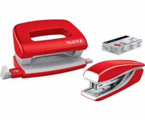 Leitz Stapler Stapler + Hole Puncher Mini NeXXt WOW červená