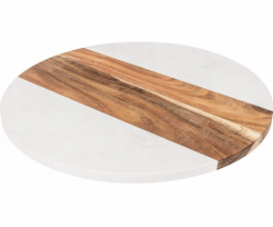 5five Otočný podnos HARMONY, mramor a akácie, O 34,9 cm