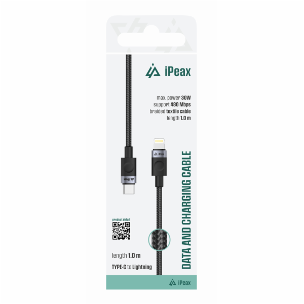Kabel iPEAX 90010102 USB-C/Lightning 1m Black