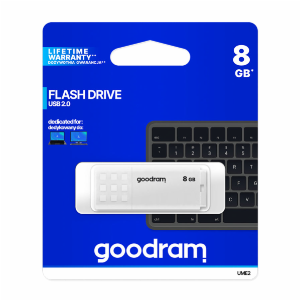 GOODRAM Flash Disk UME2 8GB USB 2.0 bílá UME2-0080W0R11