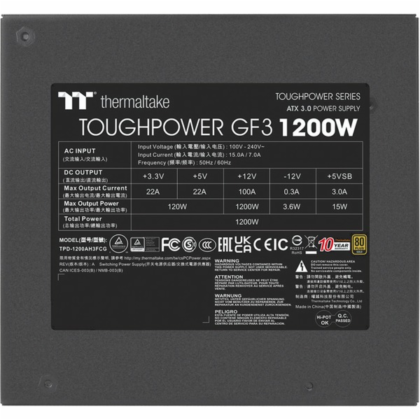 Thermaltake Toughpower GF3 1200W, PC zdroj