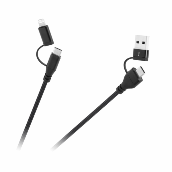 Kabel CABLETECH KPO3943 USB A/C - USB-C/Lightning 1m Black