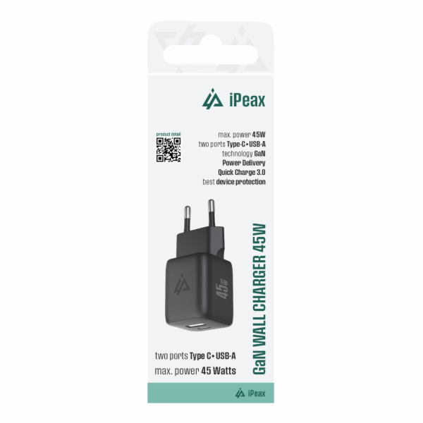 Adaptér USB iPEAX GaN USB/USB-C 90010128 Black