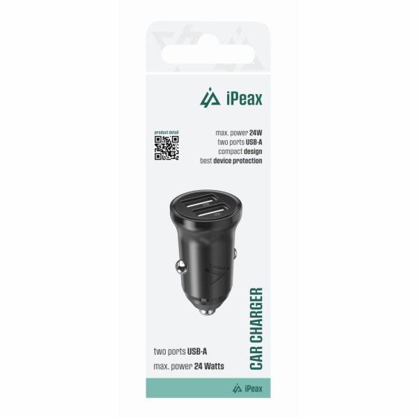 iPEAX AUTONABÍJEČKA CL-02, 4,8A, 2x USB-A ČERNÁ