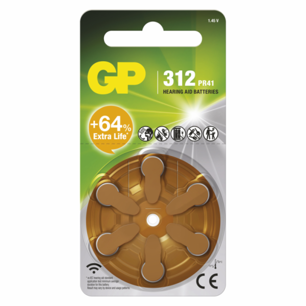 GP ZA312 - Baterie do naslouchadel  6 ks