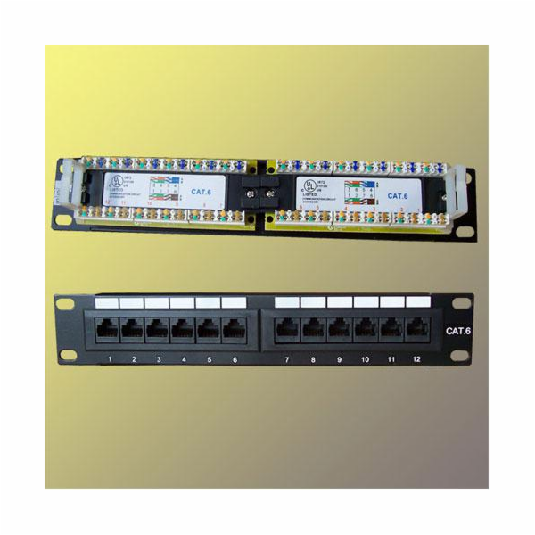 Patch panel 10“ UTP cat6, 12portů